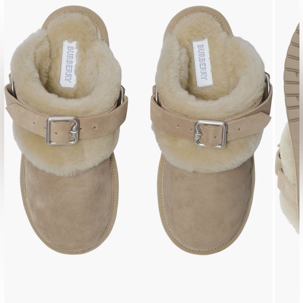 Burberry Suede and Shearling chubby mules Size 38